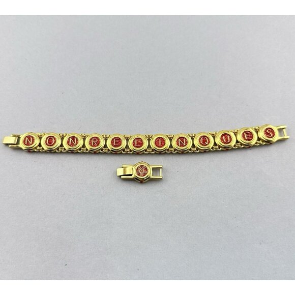 Camrose & Kross JBK Bracelet Red Castellani Wedding Jackie Kennedy Gold Tone 8" - Picture 3 of 16